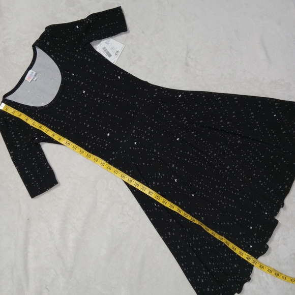LulaRoe NWT Black & White Print Nicole 1/4sleeve Fit & Flare Dress XXS - Picture 7 of 8